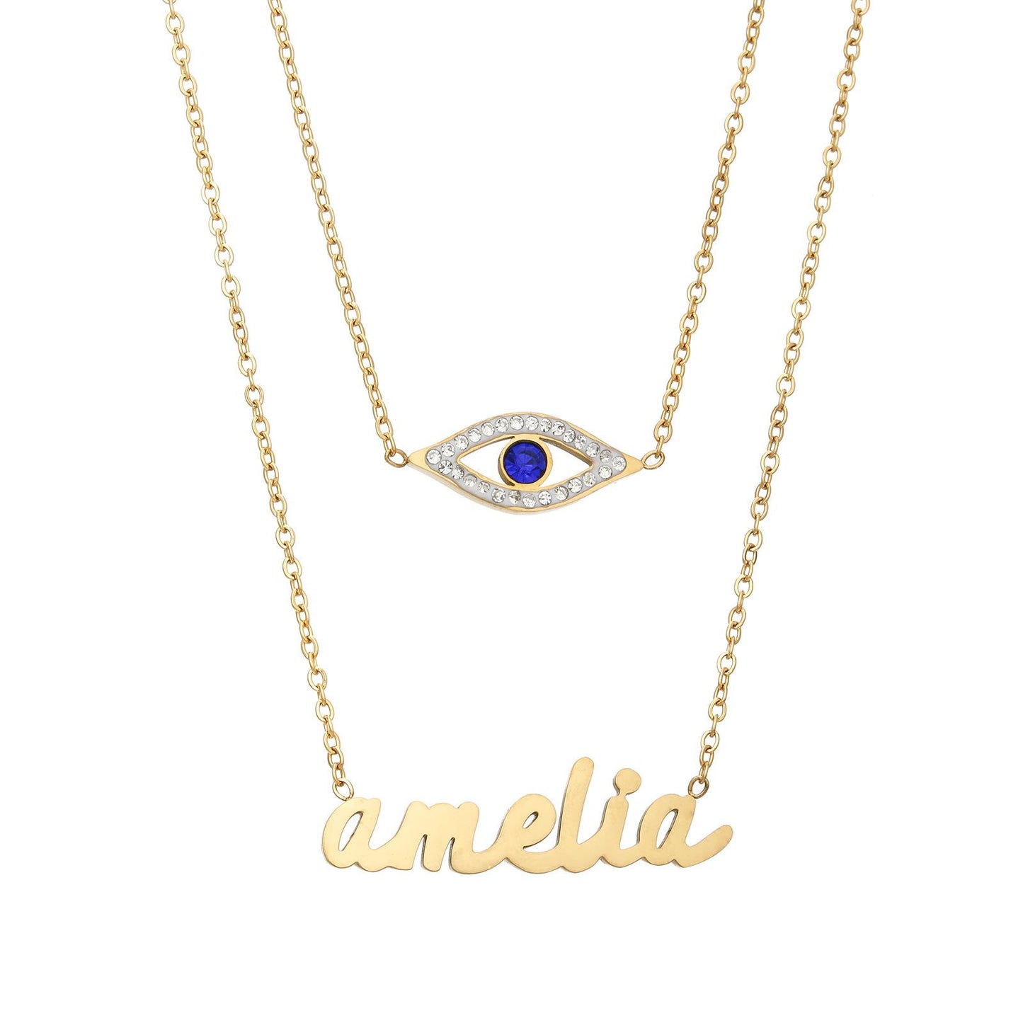 Non-fading Devil's Eye Alphabet Pendant Necklace