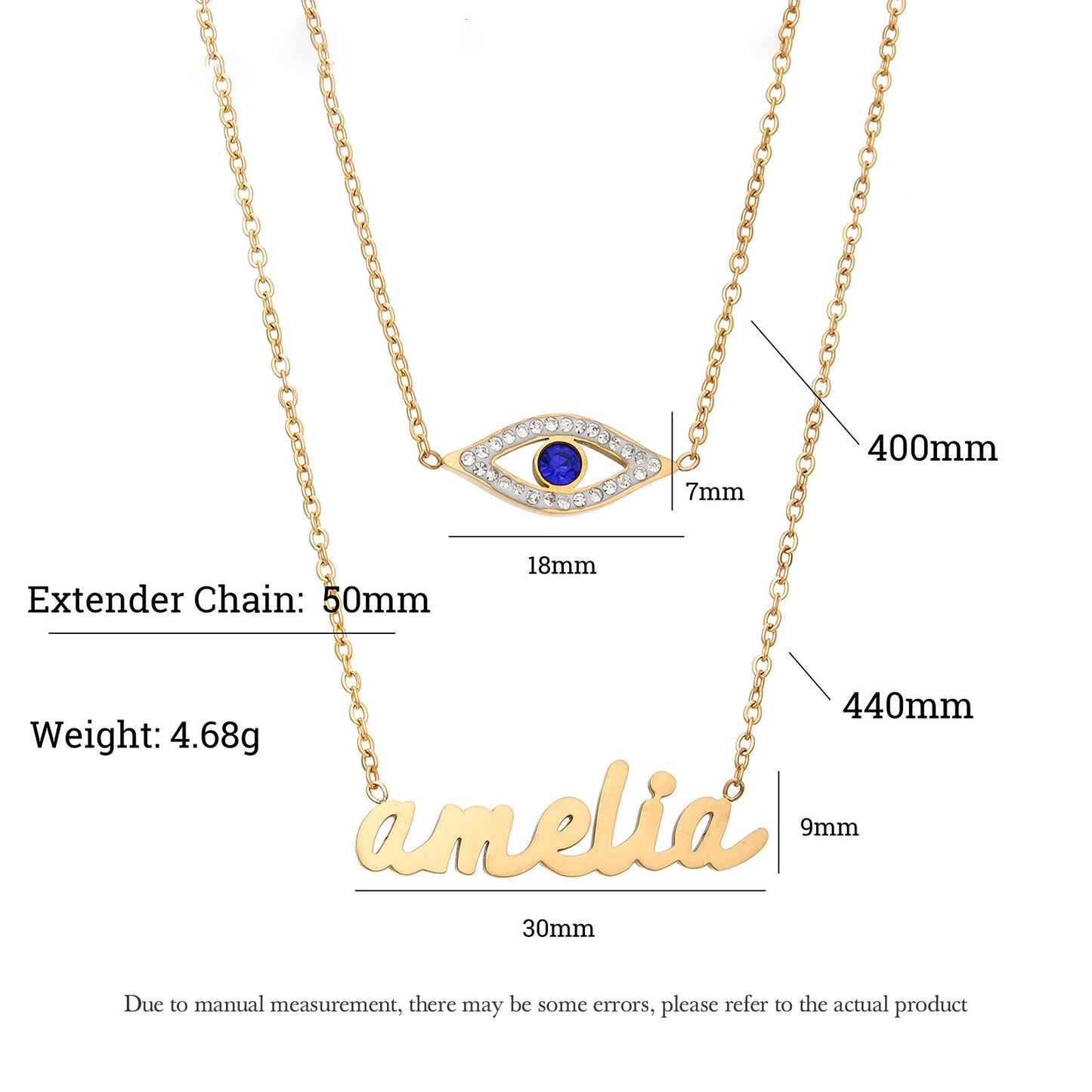 Non-fading Devil's Eye Alphabet Pendant Necklace